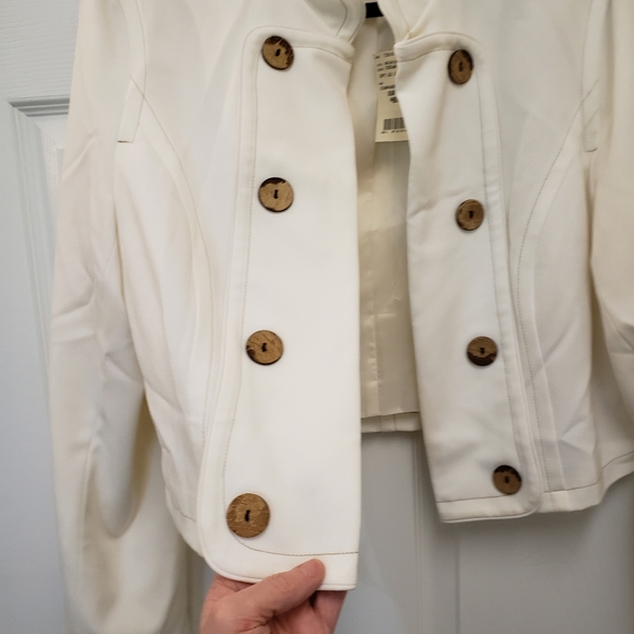 Kenzie, NWT, cropped military style cream color open jacket cardigan, 14 - Picture 4 of 16